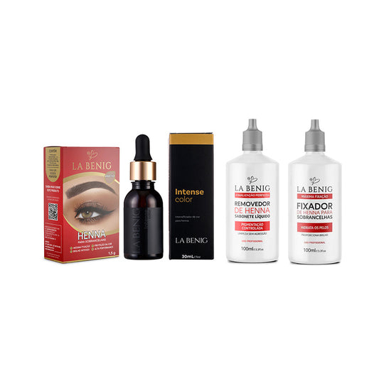 Combo Henna 1,5g + Intense Color + Removedor 100ml + Fixador 100ml